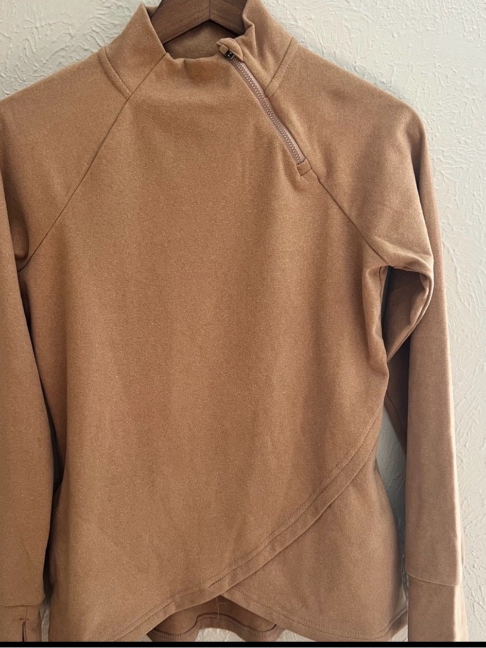 Kyodan Outdoor Quarter Zip Pullover XS – Tan Athletic Sweater with Thumbholes
